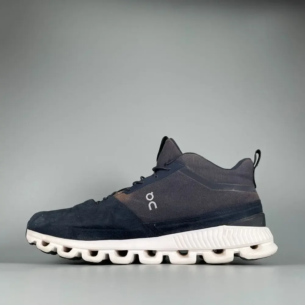 On Running Cloud Hi Men's 11.5 Black Navy Waterproof Swiss Engineering Shoes GUC